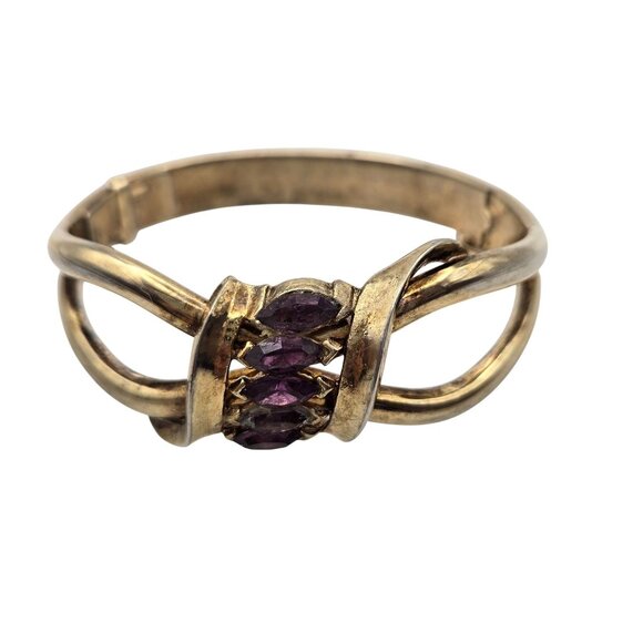 Alfred Phillipe Trifari Hinged Bracelet Purple Rhinestones - Picture 1 of 7